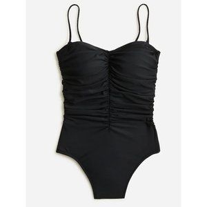 J. Crew $118 Ruched Sweetheart One Piece Swimsuit Black Size 14 BF176